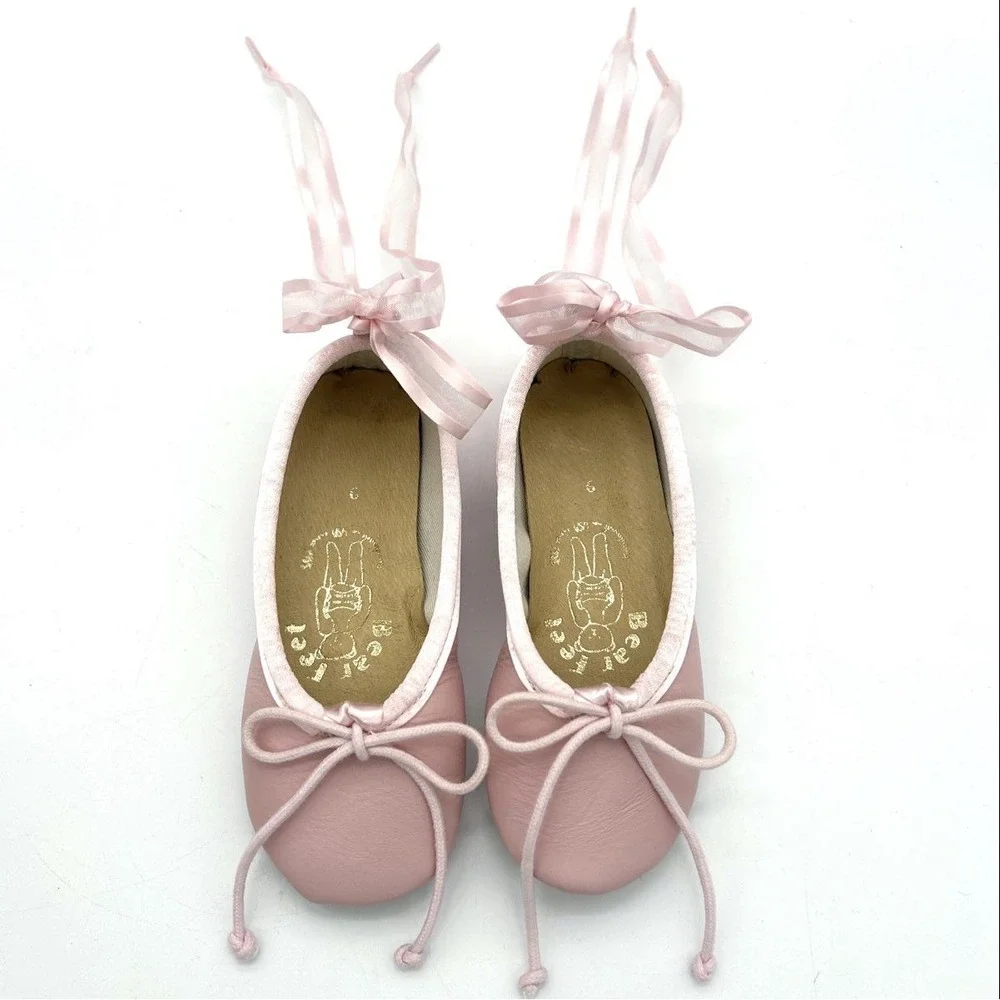 Bear Feet Pink Leather Ballerina Kids Shoes Size 9 Made in USA DSWB